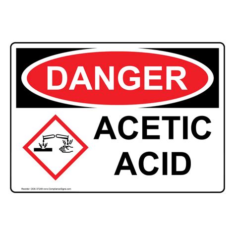 Osha Acetic Acid Sign With Ghs Symbol Ode 37249