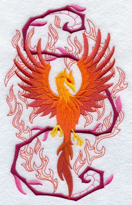 Phoenix In Fantasy Flames Embroidery Embroidery Library Machine