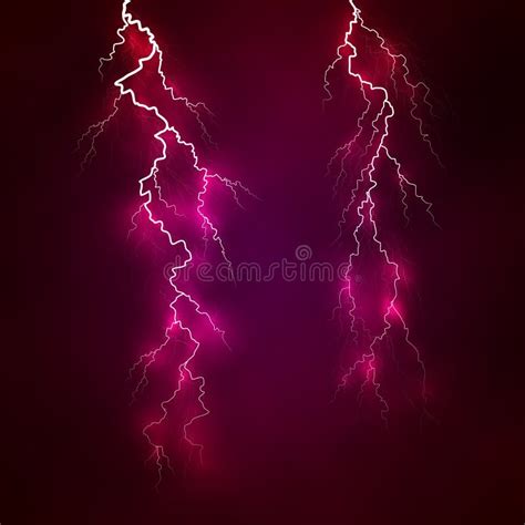 Bright Lightning On Transparent Background Electric Flash Thunder