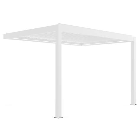 Pergola bioclimatique adossée motorisée en aluminium 3x4 m blanc Thebes