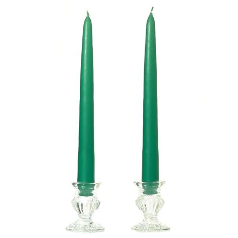 12 Inch Forest Green Taper Candles Dripless Unscented