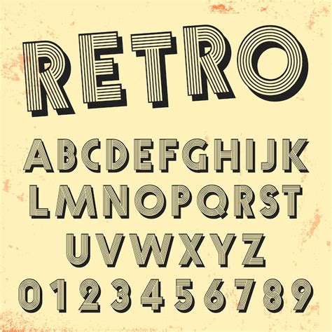 Retro Lijn Lettertype Sjabloon Set Van Vintage Letters En Cijfers