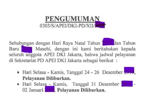 Contoh Pengumuman Libur Natal Dan Tahun Baru 2024 Perusahaan Format