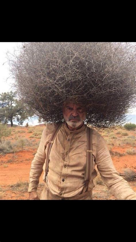 Man wearing tumbleweed on his head - Meme Guy