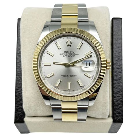 Rolex 126333 Datejust 41 Silver Dial 18k Yellow Gold Stainless Steel For Sale At 1stdibs