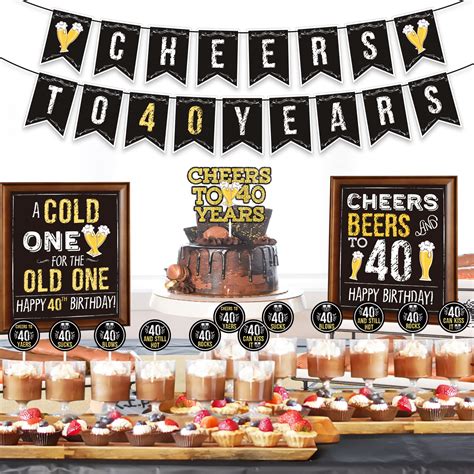 Buy Cheers To 40 Years Birthday Decoration 40th Birthday Decorations