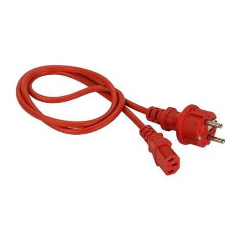 Шнур питания LANMASTER C13-Schuko, 3х0.75, 220В, 10А, красный, 10 ...