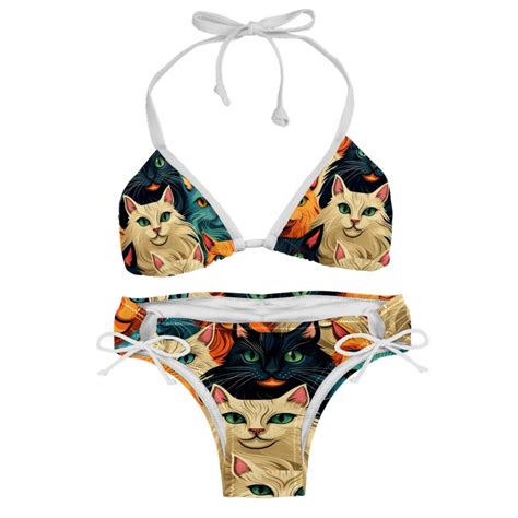 Cat Swimsuit Bikini Set With Detachable Sponge And Adjustable Strap