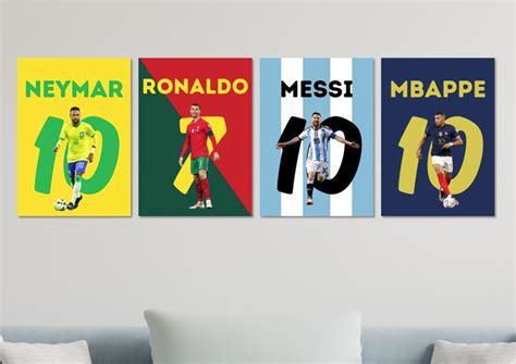 Kit Placas Decorativas Quadro Neymar Cr Messi Mbappe F Elo