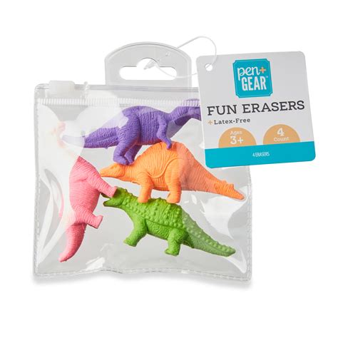 Pengear 3d Eraser Pals Dinosaur Theme 4 Count Multi Color