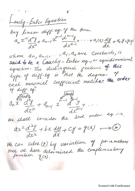 SOLUTION: Cauchy euler equation with examples - Studypool