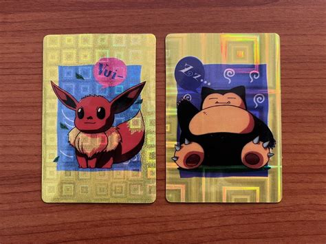 Vintage Holo Pokemon Eevee Snorlax Vending Machine Stickers Set