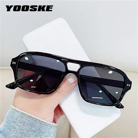 Yooske Vintage Sunglasses Women Men Retro Double Bridges Ocean Lens Ladies Sun Glasses Sun