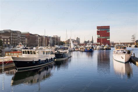 Antwerpen Belgium Beautiful View Of Modern Eilandje Area And Port