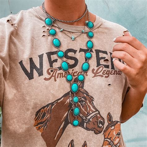 Western Turquoise Lariat Necklace Etsy