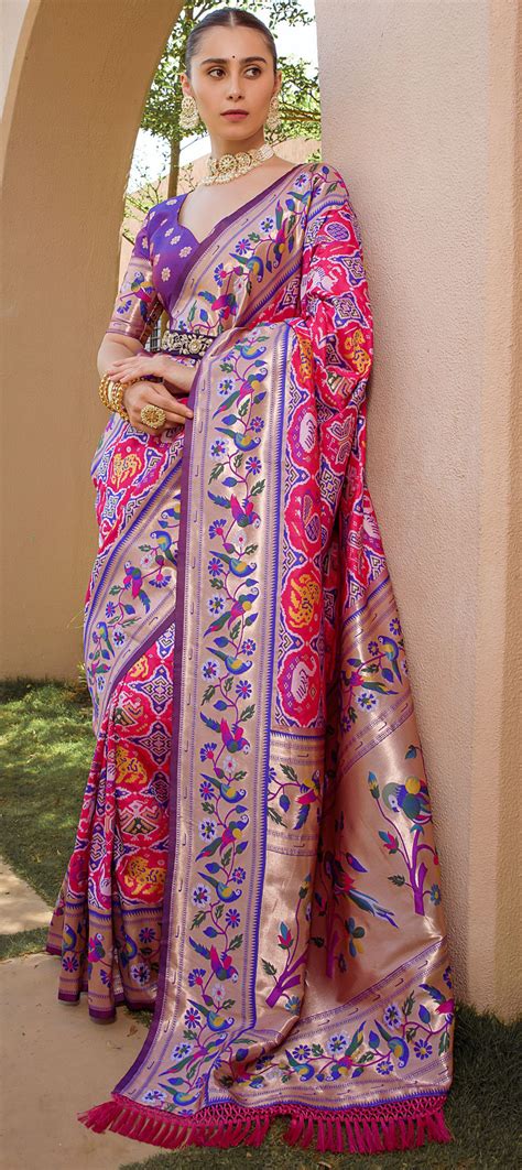 Traditional Wedding Pink And Majenta Color Banarasi Silk Silk Fabric