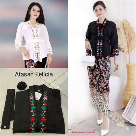 Jual Atasan Kebaya Encim Senada Floy Wisuda Bordir Felicia Shopee