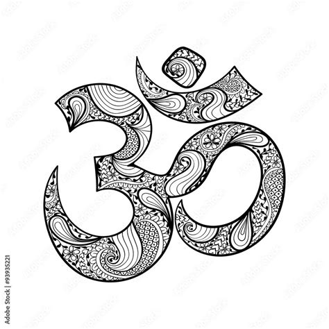 Hand Drawn Ohm Symbol Indian Diwali Spiritual Sign Om With High Stock