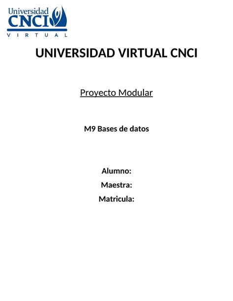 Bases De Datos Proyecto Modular Universidad Virtual Cnci Proyecto