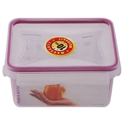 Princeware Click N Seal Transparent Rectangular Plastic Container