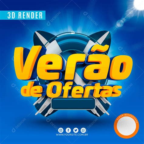 Verão De Ofertas Selo 3D Azul Para Composição PSD Premium download