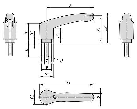 Clamping Levers Eco Plastic With External Thread Threaded Insert