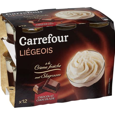 Dessert liégeois chocolat CARREFOUR CLASSIC les 12 pots de 100g à