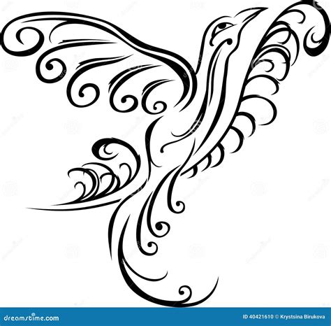 Bird tattoo stencil stock vector. Image of flying, mythology - 40421610