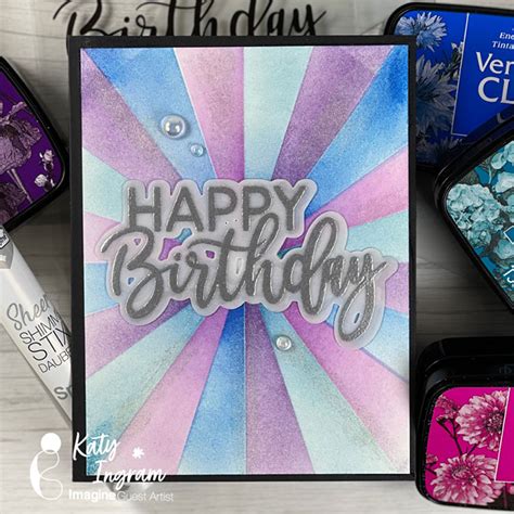 Make A Happy Birthday Sunburst Card Using Versafine Clair Imagine Blog