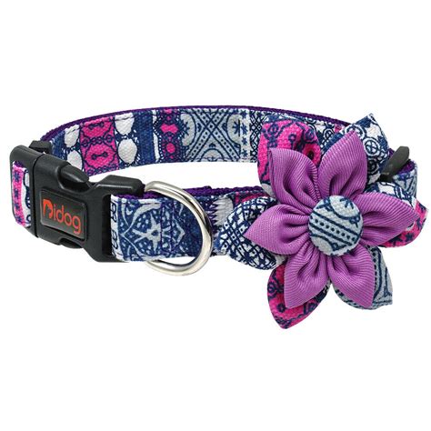 Female Dog Collars With Flowers / Fancy Dog Collar Detachable Flower ...