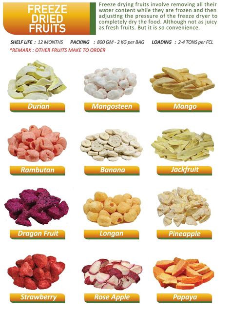 Freeze Dried Fruits 3 Seasons Fruit Industry Co Ltd Ingredients