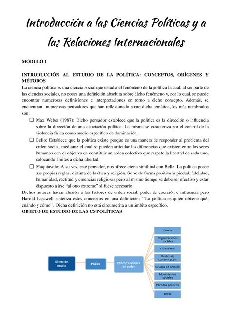 Intro a cs politicas y rrii las Relaciones Internacionales MÓDULO 1