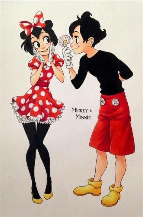 Mickey and Minnie human version | Disney fan art, Disney cartoons, Disney