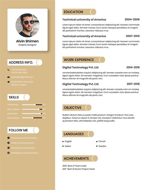 Creative Resume Psd Template Digital Template Market