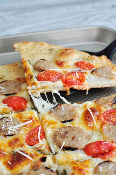 Rustic Flatbread Chicken Sausage Pizza Recipe Monica Wants It