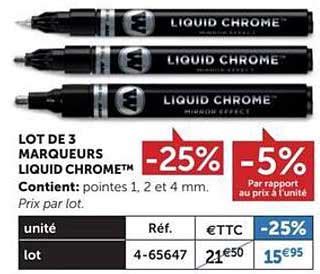 Promo Lot De 3 Marqueurs Liquid Chrome chez Le Géant des Beaux Arts