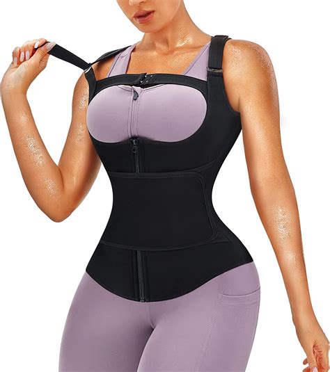 Junlan Women Sauna Sweat Suit Waist Trainer Corset Tummy Control Waist Trimmer Tank Top Neoprene