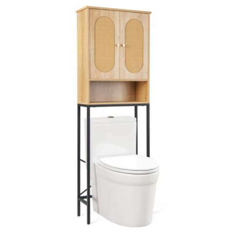 Hivvago Over The Toilet Storage Cabinet With Rattan Doors And Shelves