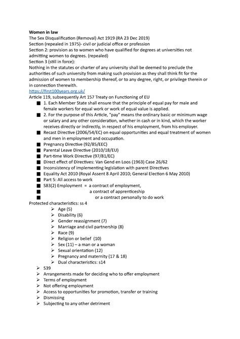 Women In Law Law Notes Women In Law The Sex Disqualification Removal Act 1919 Ra 23 Dec