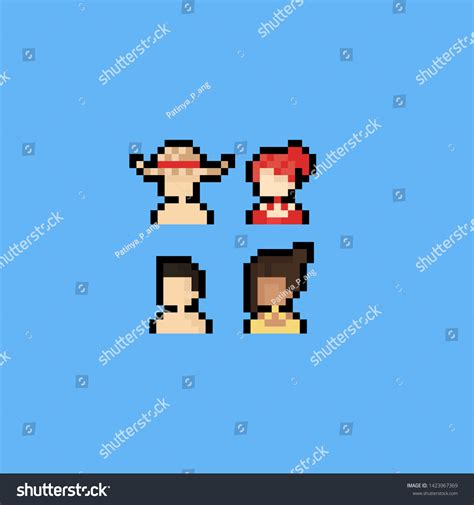 Vektor Stok Pixel Art People Icon Hat Bikini8bit Tanpa Royalti