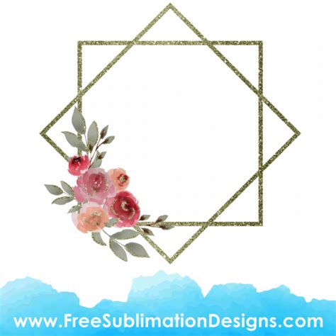 Free Sublimation Print Watercolor Rose Floral Frame Sublimation File