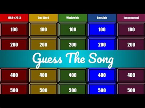 Guess The Song Jeopardy Style Music Quiz 21 YouTube