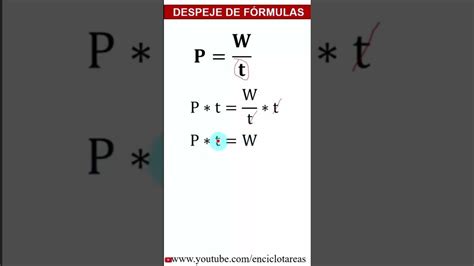 Despeje De Fórmula De Potencia Mecánica Tiempo