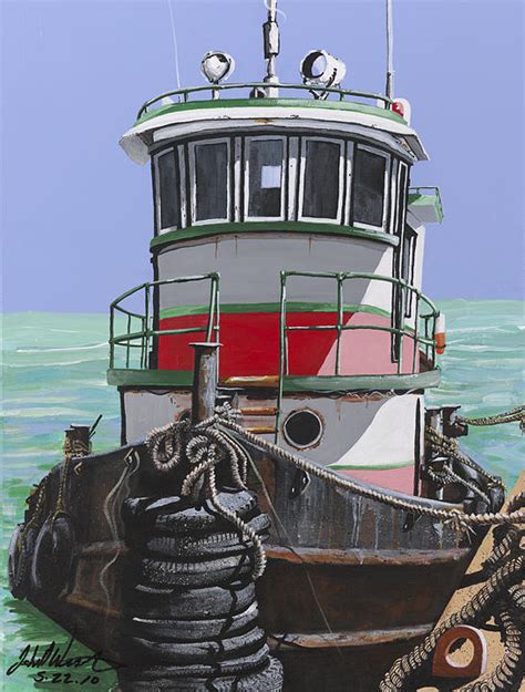 Belizean Tug Boat Painting By John Westerhold Fine Art America