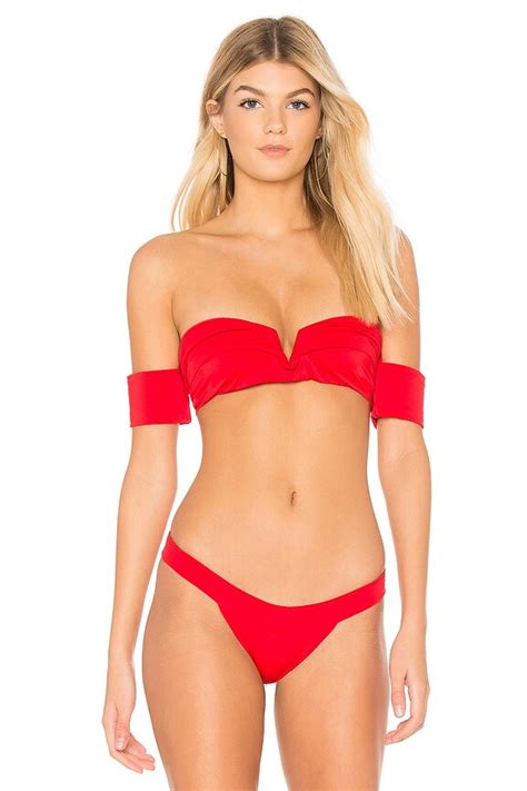 SKYE Staghorn X REVOLVE Shoulder Wrap Bikini Top In Red REVOLVE