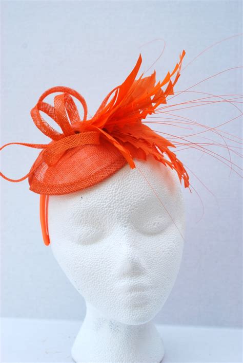 The Haleigh Marigold Orange Fascinator Tea Party Hat Church Etsy