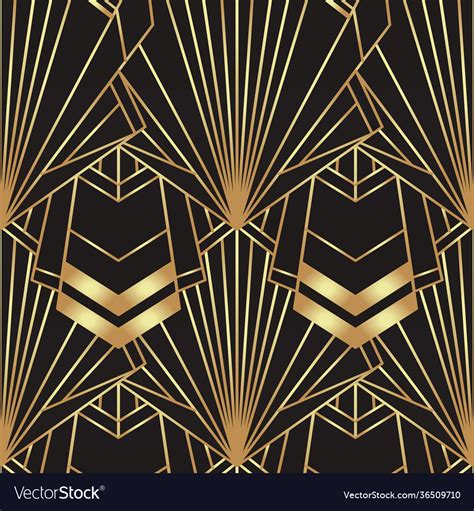 Art Deco Style Geometric Seamless Pattern In Black