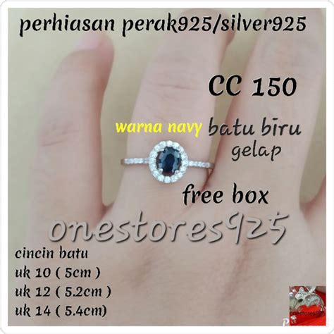 Jual Cincin Perak Asli Silver Wanita Lapis Emas Putih Batu Warna