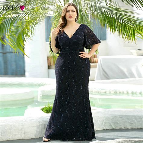 Plus Size Lace Evening Dresses Ever Pretty Short Sleeve Deep V Neck See