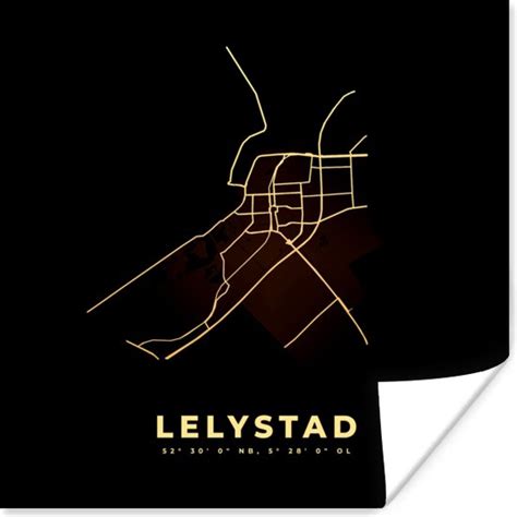 Poster Nederland Lelystad Kaart Plattegrond Stadskaart 30x30